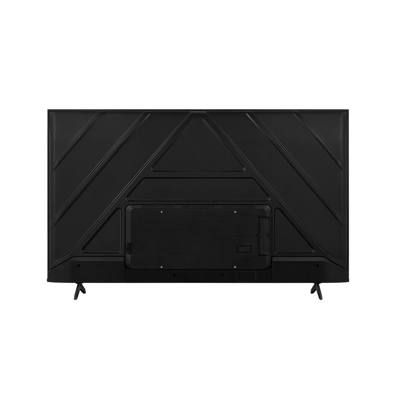 TV LED 85" Smart UHD 4K Hisense, vista trasera del televisor en color negro con sus soportes inferiores