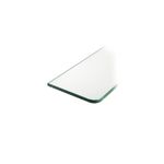 Repisa de vidrio Dolle de 24x5x5/16 pulgadas estándar transparente, vista en perspectiva desde un ángulo lateral