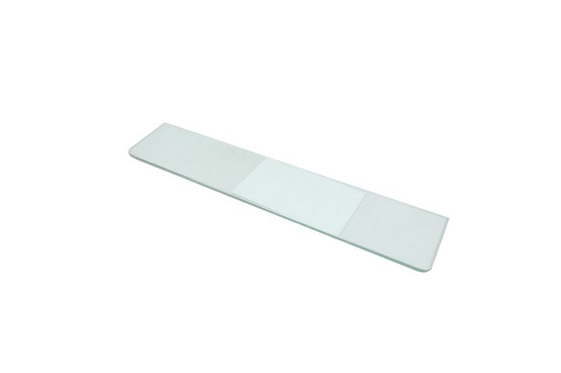 Repisa de vidrio Dolle de 24x5x5/16 pulgadas estándar transparente, vista cenital sobre fondo blanco