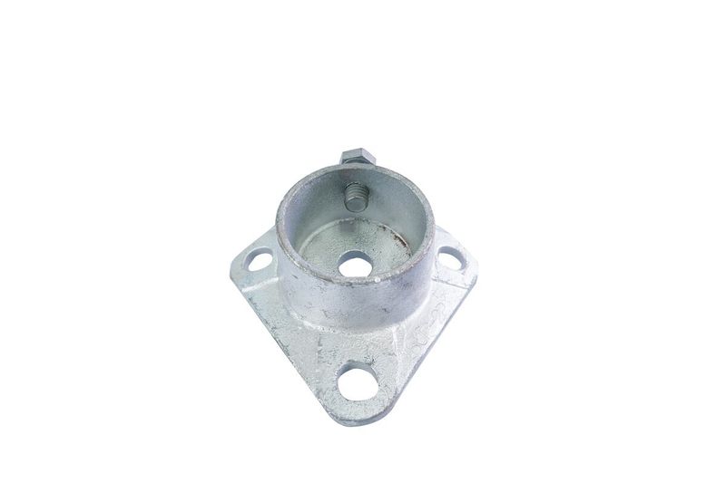 Accesorio para retenida de compresión base Line Hardware, vista superior del soporte metálico galvanizado con perno