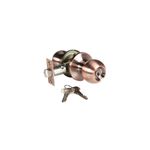 Cerradura pelota entrada Bolton Yale cobre, vista lateral completa con juego de llaves metálicas