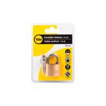 Candado bronce Yale de 30 mm, presentado en su empaque blíster amarillo con llaves incluidas