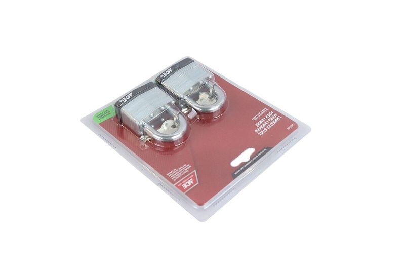 Candado laminado 2 piezas Ace 52 mm negro alta seguridad, empaque blister transparente con fondo rojo
