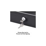 Caja de seguridad de llave Sentry Safe de 0.12 pies cúbicos, primer plano del cerrojo con la llave insertada