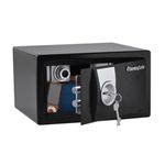 Caja de seguridad de llave Sentry Safe de 0.35 pies cúbicos, abierta con llaves puestas y objetos en su interior