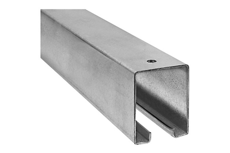 Riel simple cuadrado para portón 12 pies 450 lb National Hardware, vista en perspectiva del perfil metálico galvanizado