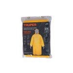Capote 1 pieza PVC Truper amarillo, empaque plástico transparente con ilustración del producto y detalles técnicos