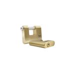 Candado anticizalla Yale de 60 mm bronce, vista lateral del cuerpo metálico y el arco cerrado