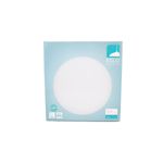 Luminaria plafón blanca Ella 1 luz E27 60W Eglo, vista frontal del empaque en caja celeste con ilustración del producto