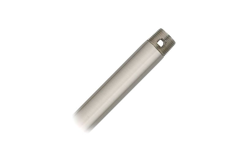 Extensión para abanico Hunter de 3/4 pulgadas x 24 pulgadas níquel, tubo metálico cilíndrico con rosca en el extremo