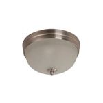 Lámpara plafón chocolate Ikelite de 1 luz E27 40 W, vista frontal del plafón circular con difusor blanco y borde metálico