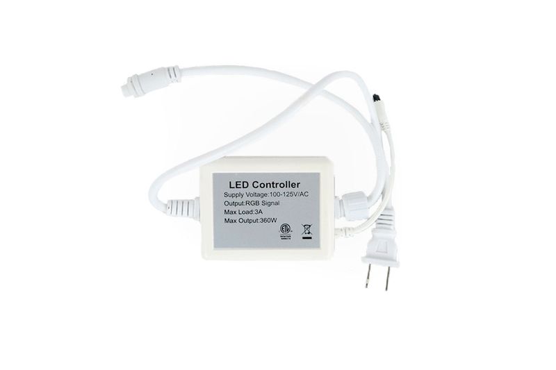Puente rectificador para cinta LED y control remoto ACE, controlador blanco con cables, conectores y enchufe eléctrico