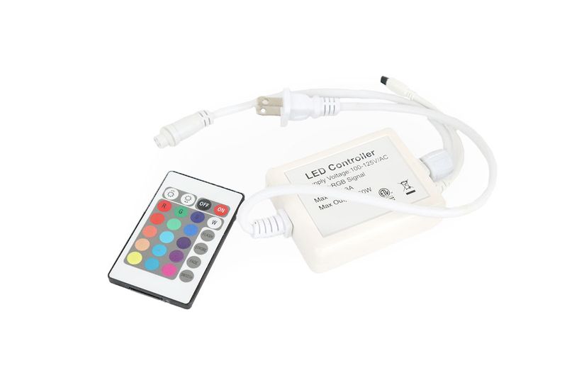 Puente rectificador para cinta LED y control remoto Ace, conjunto con controlador blanco y control remoto de colores