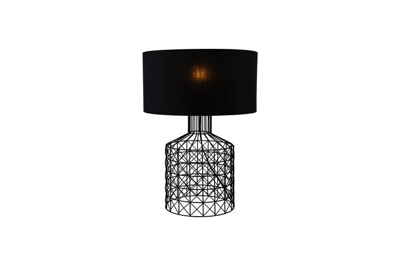 Luminaria de mesa Carlton pantalla negro cuerpo metal negro 1L E27 Home Delight, vista frontal con luz encendida