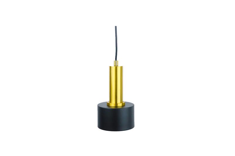 Luminaria de pared colgante Hara 1L E27 dorado/negro Home Delight, detalle del socket dorado y base negra con cable