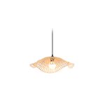 Luminaria de techo colgante Loft II 1L E27 dorado/negro Home Delight, vista frontal encendida con pantalla de bambú