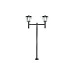 Luminaria poste doble hexagonal 2.44 m 2L E27 100W IP54 acero negro Blumenau, vista frontal completa sobre fondo blanco