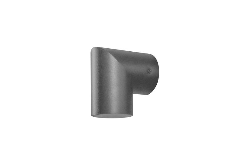Luminaria de pared exterior Polpe 1L GU10 IP54 60W direccionable gris Blumenau, vista lateral del equipo en aluminio