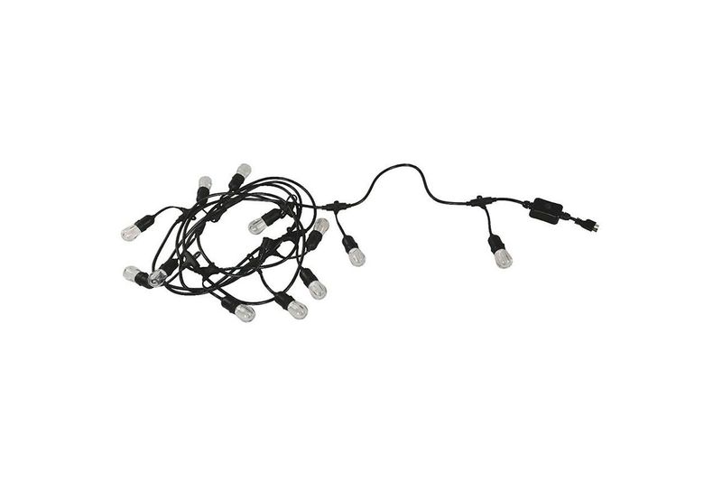 Cadena de luces socket negro 12 L 7.32 m E26 General Lighting, cable negro enrollado con bombillos LED transparentes