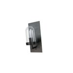 Luminaria de pared 1L E27 60W base negra y vidrio transparente Equinox, vista lateral en ángulo