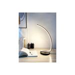 Luminaria de mesa LED 8 W 4000 K negra Equinox, encendida sobre un escritorio con libros y portalápices