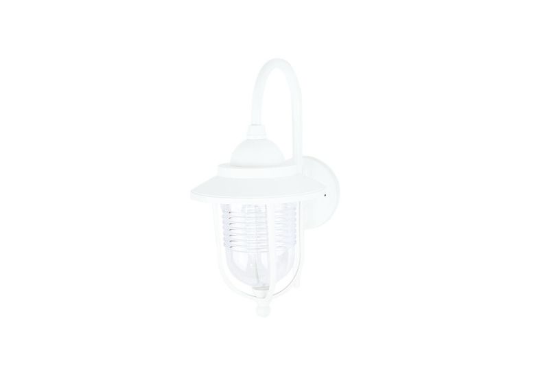 Luminaria pared exterior Bixa blanco zona costera 1L E27 IP44 Tecnolite, farol de frente con protector de vidrio y asa
