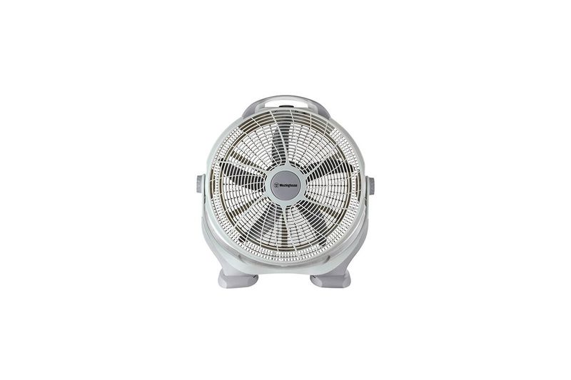 Abanico de piso circular 20 pulgadas 5 aspas 3 velocidades 110 W 120 V Westinghouse, vista frontal en color blanco