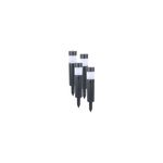 Set 4 piezas estaca solar LED negro Terrace, cuatro lámparas cilíndricas negras con difusor blanco y punta de clavo