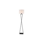 Lámpara de piso Crossfeet 1L E27 40W Lafayette Lighting, estructura negra con diseño cruzado y pantalla blanca