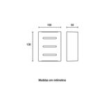 Luminaria exterior pared Fussen 3 2xG9 100-240V blanco Blumenau, esquema técnico con medidas en milímetros