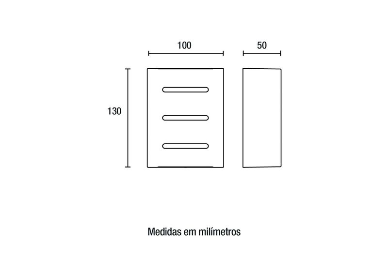 Luminaria exterior pared Fussen 3 2xG9 100-240V marrón Blumenau, gráfico técnico con medidas en milímetros