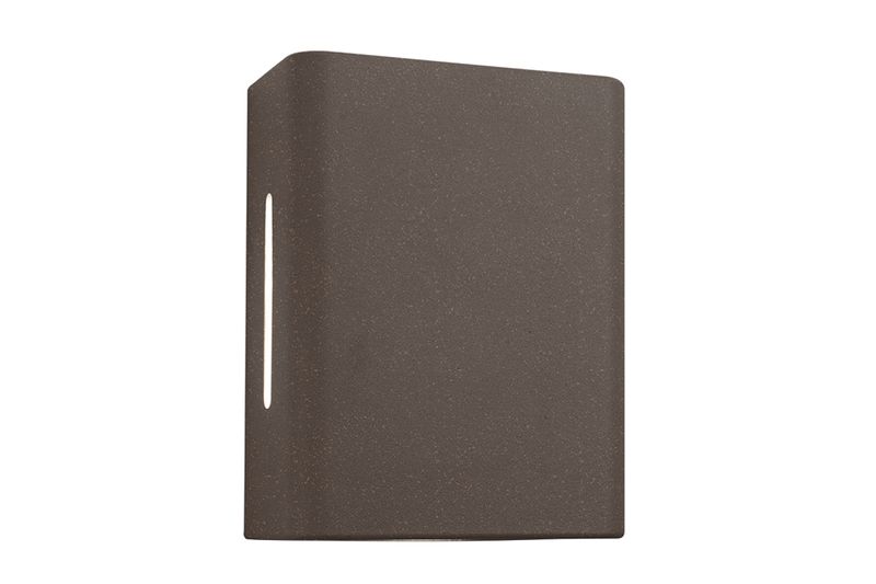 Luminaria exterior pared Fussen2 2xG9 100-240V marrón Blumenau, vista frontal del cuerpo rectangular texturizado