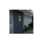 Luminaria exterior pared Fussen2 2xG9 100-240V marrón Blumenau, instalada en muro exterior iluminando camino y número 27