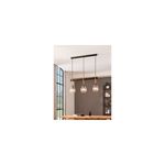 Luminaria colgante Roding 3L E27 Eglo, instalada sobre una mesa de madera en un ambiente moderno con paredes grises