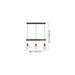 Luminaria colgante Roding 3L E27 Eglo, gráfico con medidas de 110 cm de alto y 88 cm de ancho