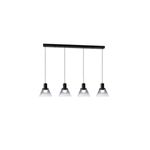 Luminaria colgante LED copa 4L 20W 3000K 2000LM 100-240V IP20 negro Home Delight, cuatro lámparas con pantallas de vidrio