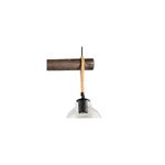 Luminaria colgante Roding 3L E27 Eglo, detalle cercano del soporte de madera y el cable de cuerda trenzada