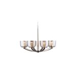 Luminaria colgante Eureka 8L E27 60W 110-240V/50-60Hz satin nickel Home Delight, vista frontal con pantallas de vidrio