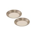 Pack de 2 plafones LED 18 W 6500 K 100-277 V Ikelite en níquel satinado, vista frontal de las dos lámparas circulares