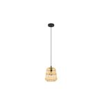 Luminaria colgante Montezuelo 24 cm 1L E27 Eglo, vista frontal con pantalla de rejilla dorada y cable negro