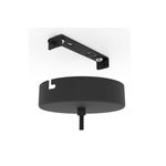 Luminaria colgante Montezuelo 24 cm 1L E27 Eglo, detalle del soporte de montaje y la base circular en color negro