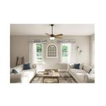 Abanico de techo interior Swanson Bowl 52 pulgadas 1 luces bronce Hunter, instalado en sala con sofás blancos y muebles