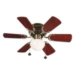 Ventilador de techo interior con luz peque 30" bronce antiguo 60 W Designers Lighting, vista frontal con aspas café