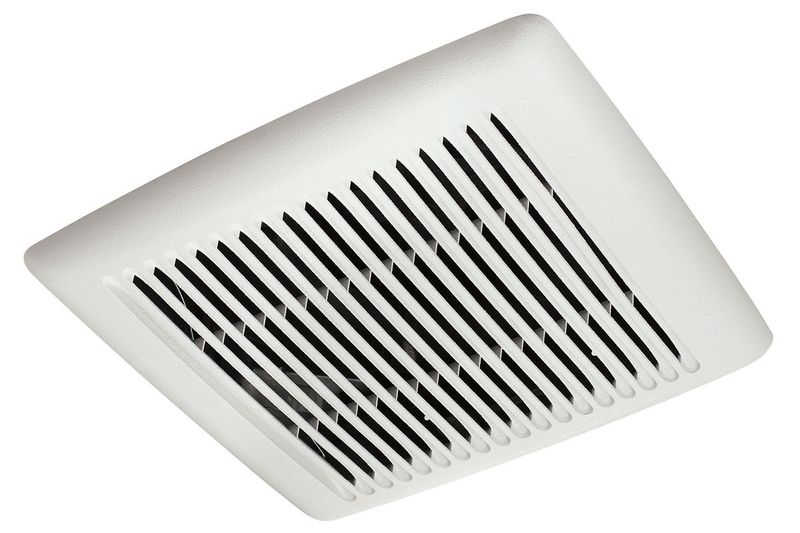 Extractor de aire techo baño 10 pulgadas 110 CFM E-Star Broan, primer plano de la rejilla blanca frontal