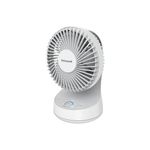 Abanico de mesa oscilante QuietSet 5 HTF337W Honeywell, frente del equipo en color blanco con rejilla circular