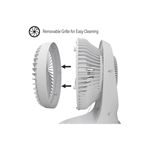 Abanico de mesa oscilante QuietSet 5 HTF337W Honeywell, gráfico del desmontaje de la rejilla frontal blanca para limpieza