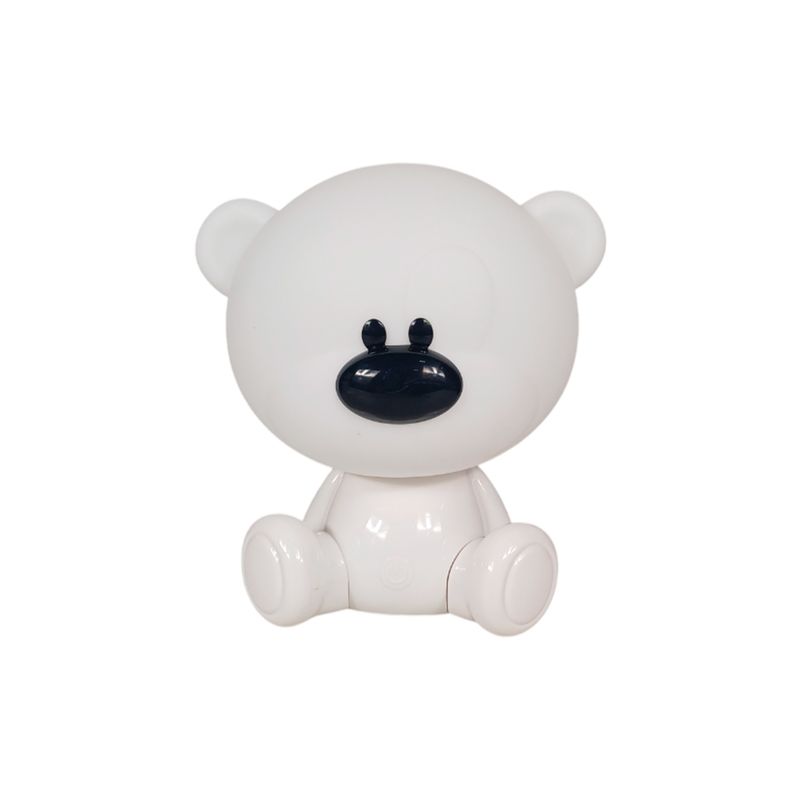 Luminaria mesa infantil osito 1 lúmen 2.5 W 5 V 4000 K + RGB Ikelite, figura de oso blanco con nariz negra en vista frontal