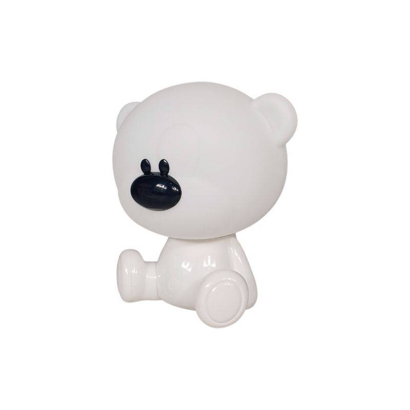 Luminaria mesa infantil osito 1 lúmen 2.5 W 5 V 4000 K + RGB Ikelite, figura de oso blanco vista de frente