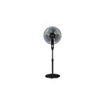 Abanico de pedestal 16 pulgadas 3 aspas 3 velocidades negro Westinghouse, vista frontal completa sobre fondo blanco