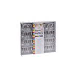 Cadena de luces con bombillo Carnaval ProGarden Koopman, empaque blanco con ventana transparente que muestra los bombillos